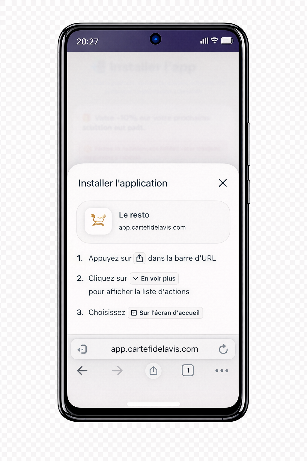 Étape 3 — Installation mini-app PWA Fidelavis sur smartphone