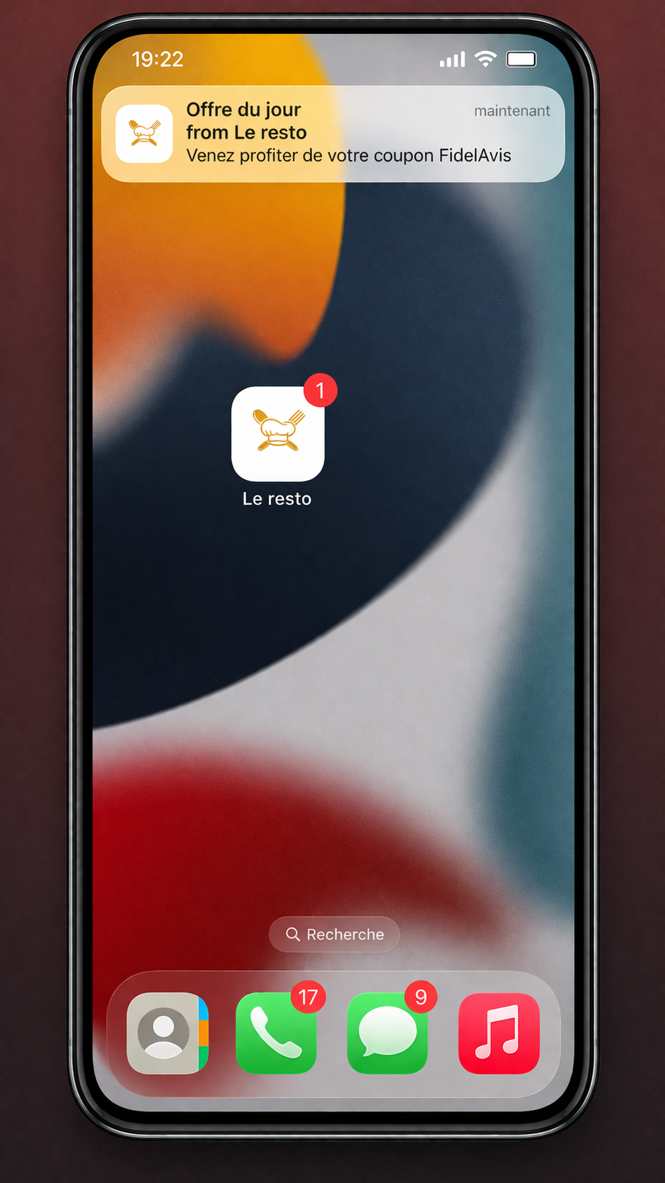 Étape 6 — Notification push envoyée au client pour le faire revenir